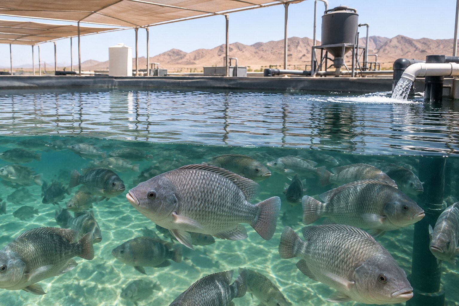 Tilapia in einem geschützten Grow-out-Becken